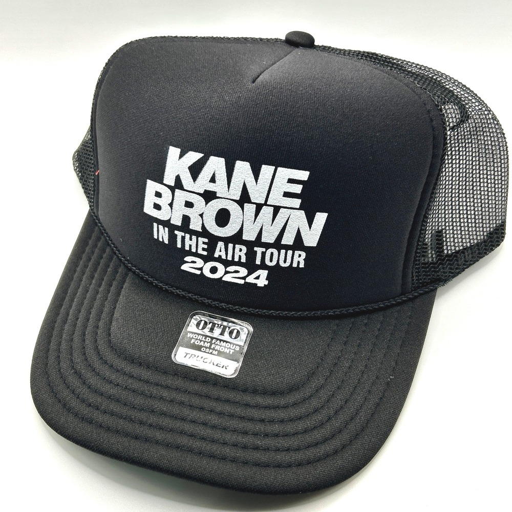 Kane Brown Otto Trucker Hat OS Black In The Air Tour 2024 Foam Mesh Snapback Cap